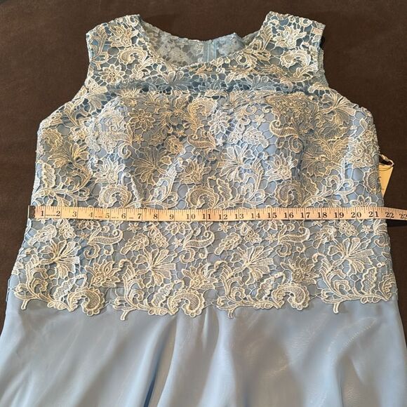Women’s Pale Blue Chiffon & Lace Dress Matching Jacket Size XXL (20/22) - Picture 10 of 16